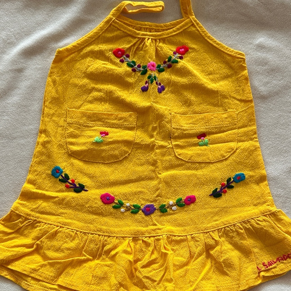 Yellow Embroidered Kids Dress